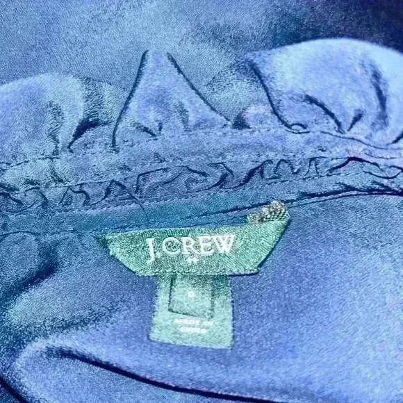 J.Crew Women’s Ruffle Neck Button Front Sleeveless Top Navy Blue Size 0 - Picture 5 of 5